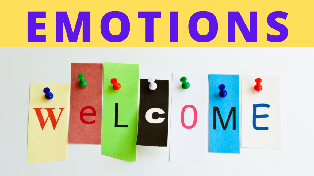 Colorful sign reading "Emotions Welcome" for a culture of openness to emotions at work