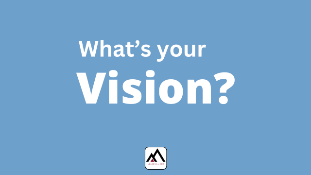 What's your vision - white letters on a light blue background